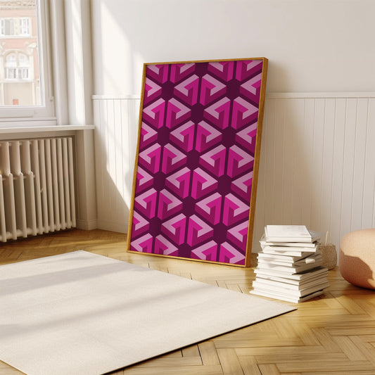 Pink Geometric Triangle Pattern | Digital Print