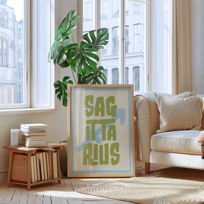 Sagittarius | Star Sign | Zodiac Print | Astrology Art | Blue Green | Digital Print