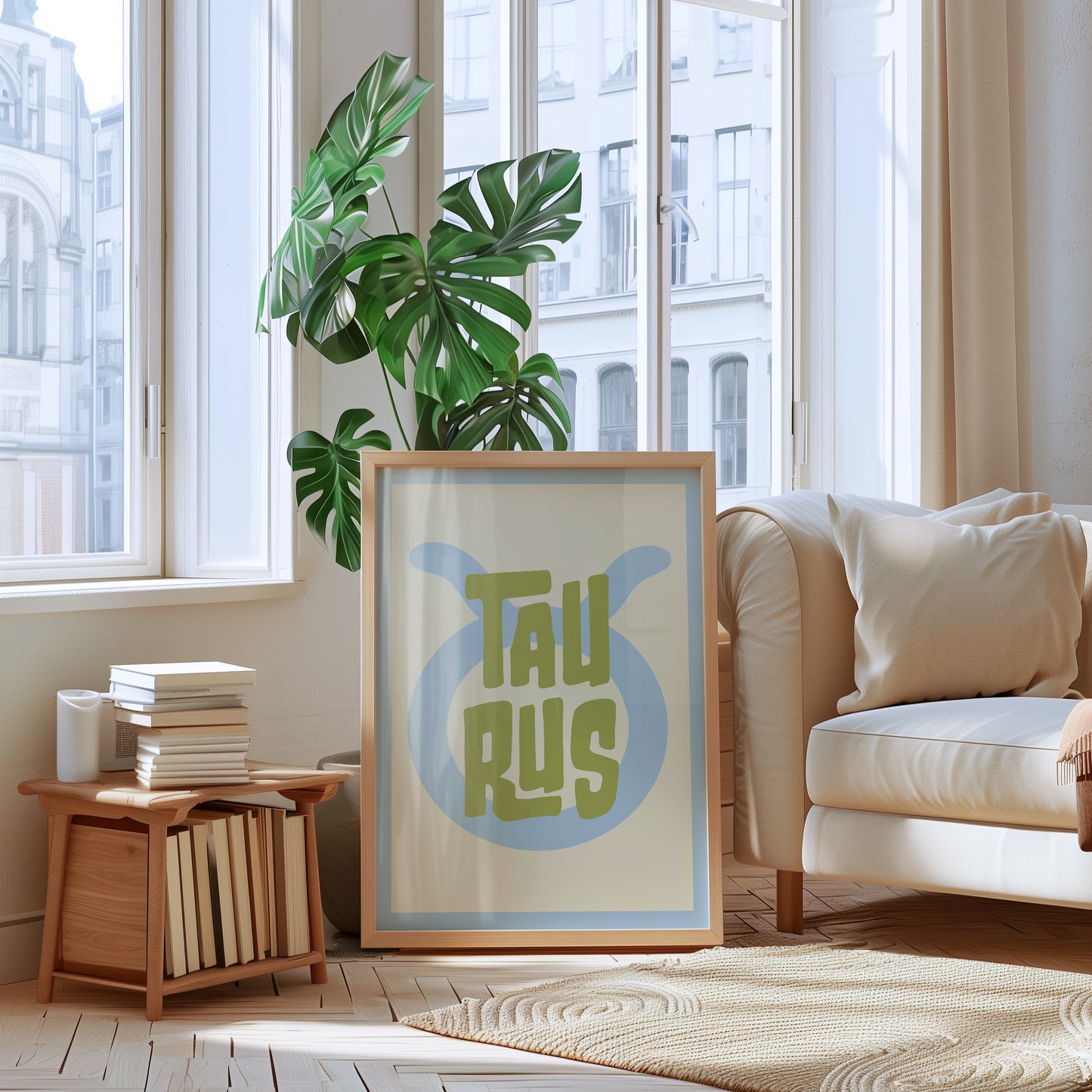 Taurus | Star Sign | Zodiac Print | Astrology Art | Blue Green | Digital Print