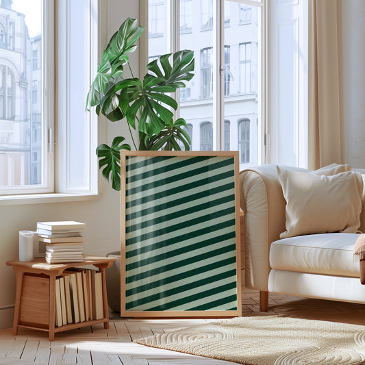 Green Diagonal Stripes | Digital Print