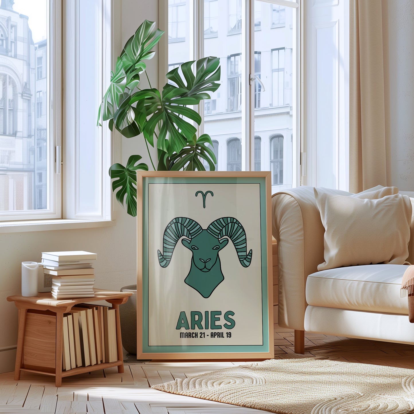 Aries | Star Sign Illustration | Zodiac Print | Astrology Art | Blue | Digital Print