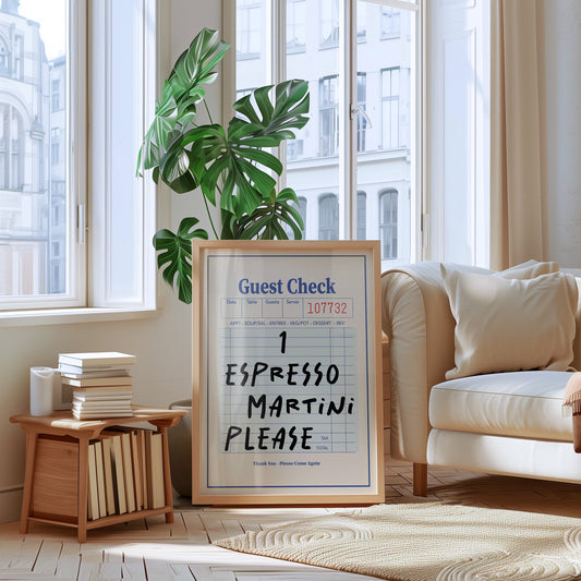 Blue Guest Check 1 Espresso Martini Please | Digital Print