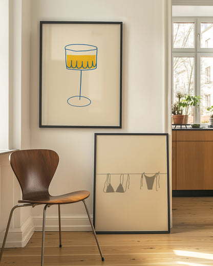 Yellow Blue Cocktail Illustration | Digital Print