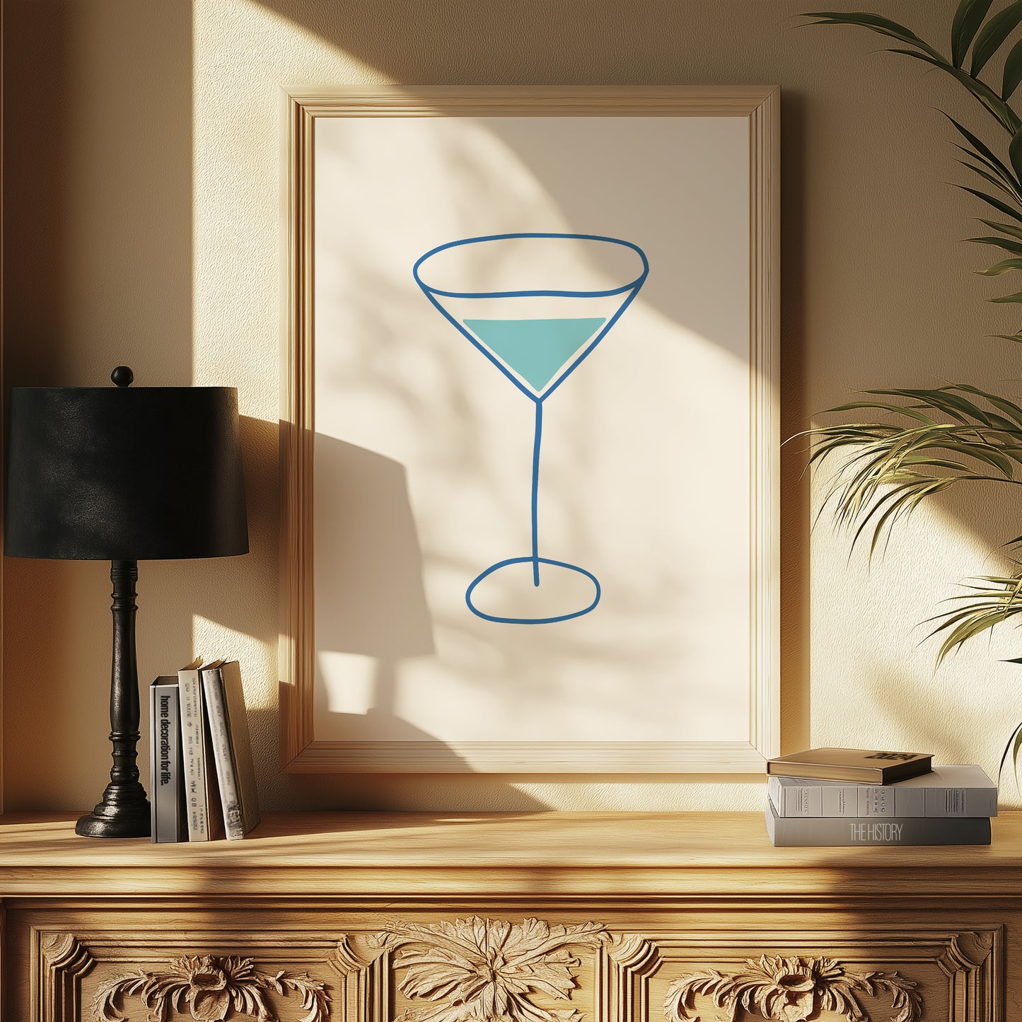 Martini Glass Illustration | Blue | Digital Print