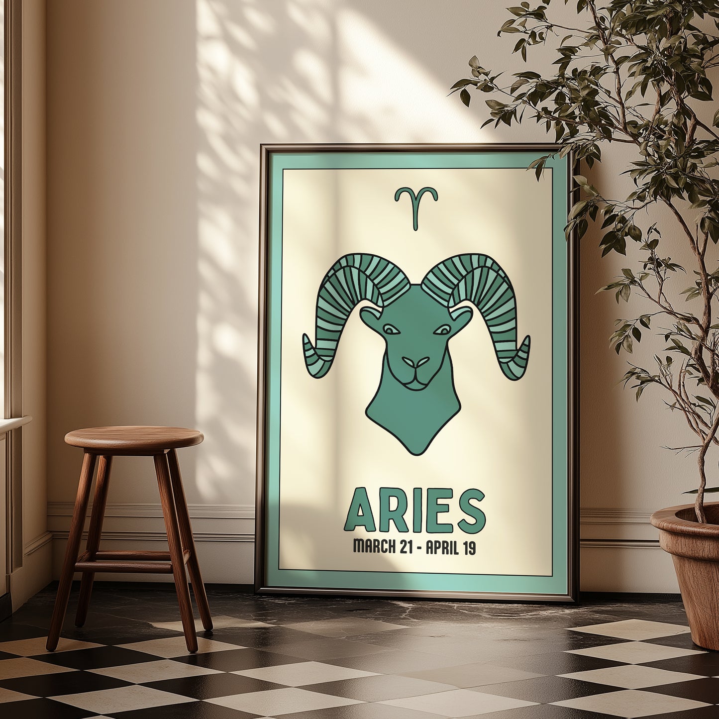 Aries | Star Sign Illustration | Zodiac Print | Astrology Art | Blue | Digital Print