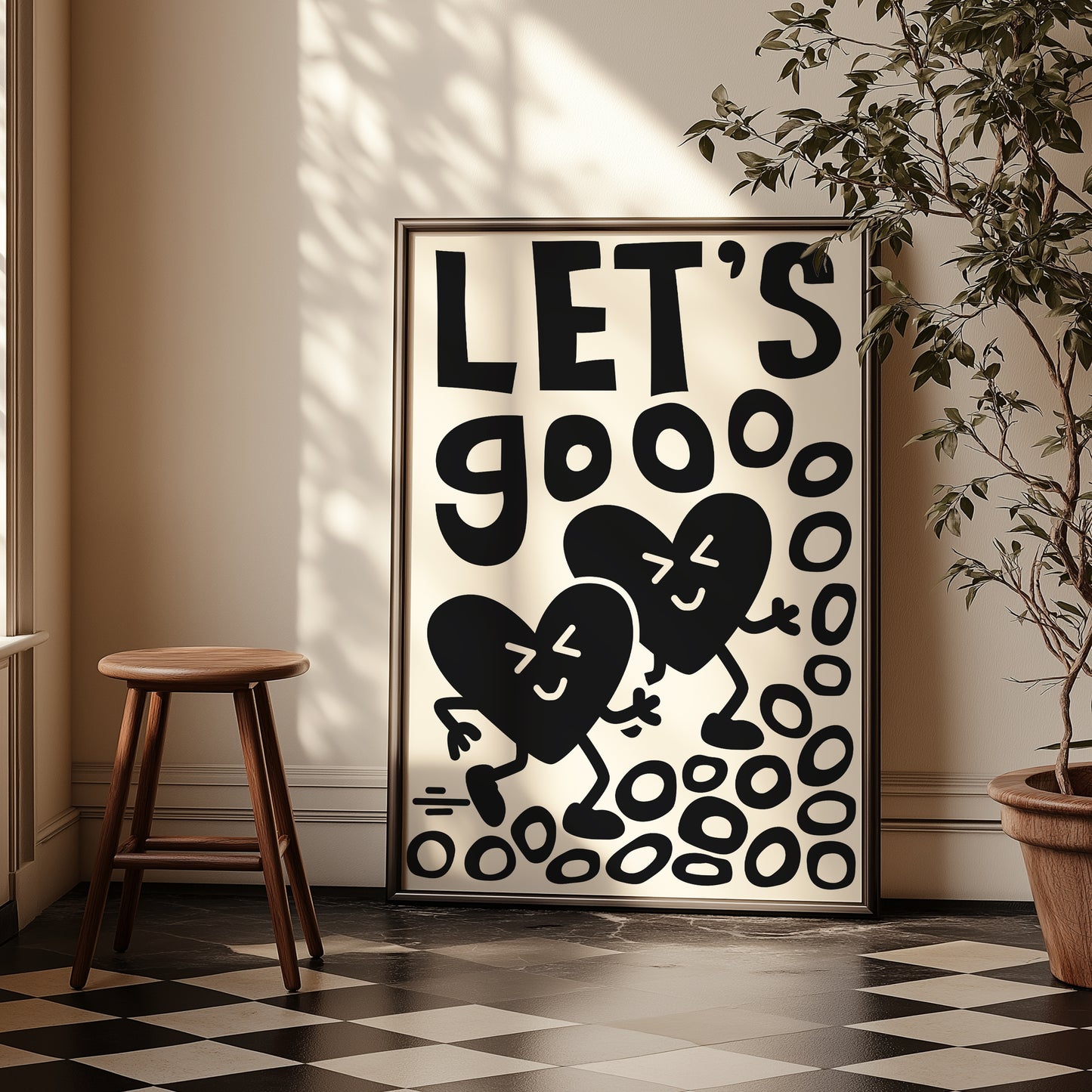 Lets Gooo | Black (Cream)  | Digital Print