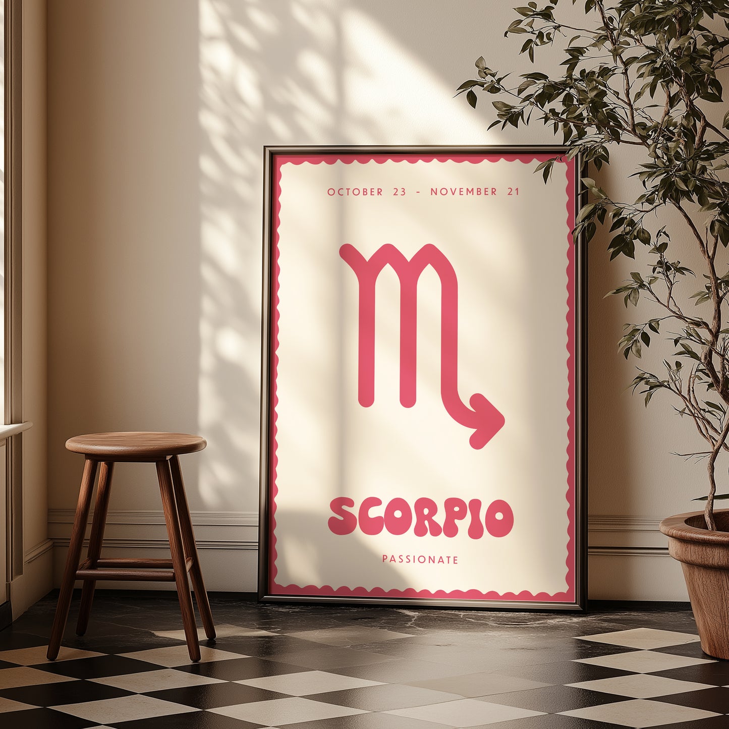 Scorpio | Star Sign | Zodiac Print | Astrology Art | Pink | Digital Print