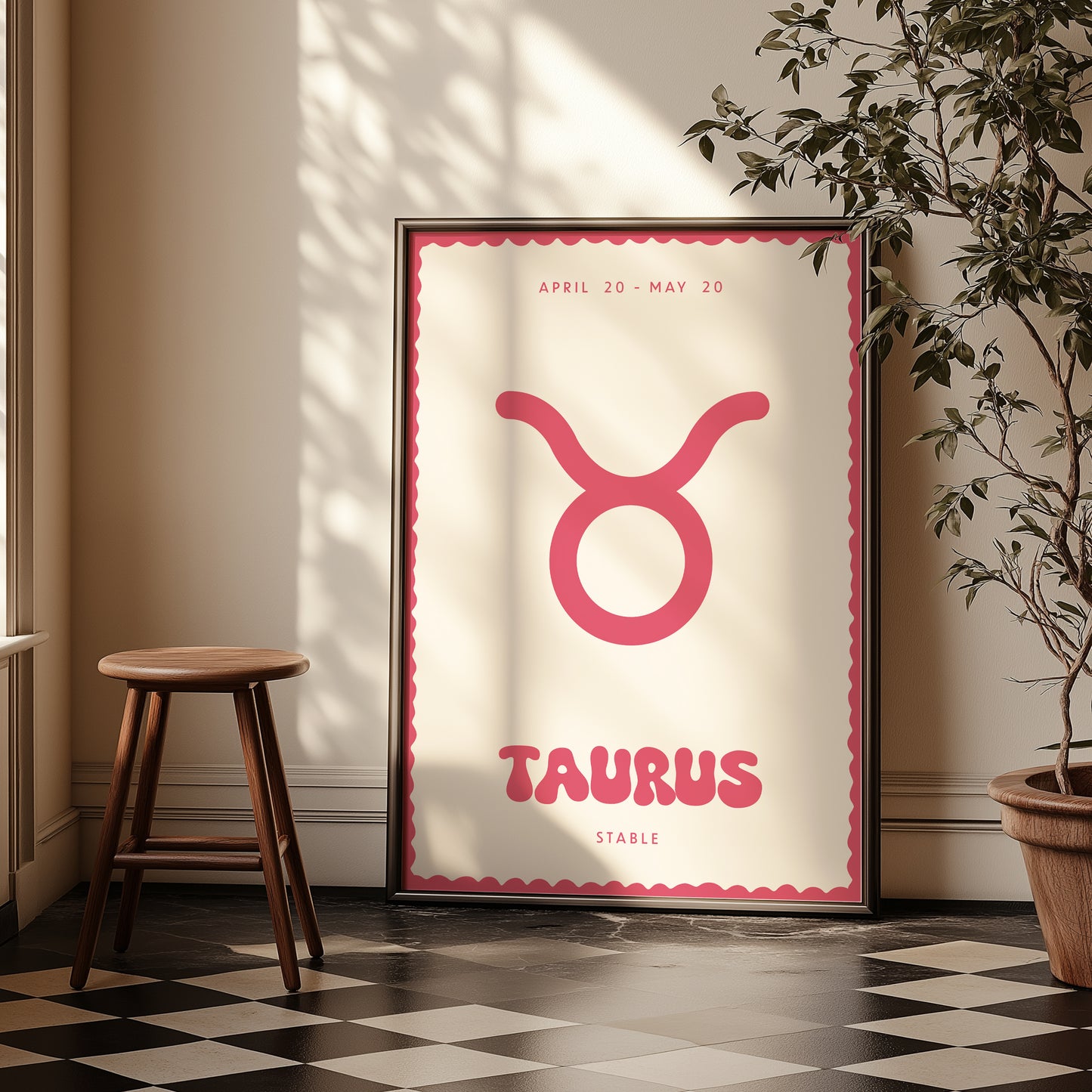 Taurus | Star Sign | Zodiac Print | Astrology Art | Pink | Digital Print