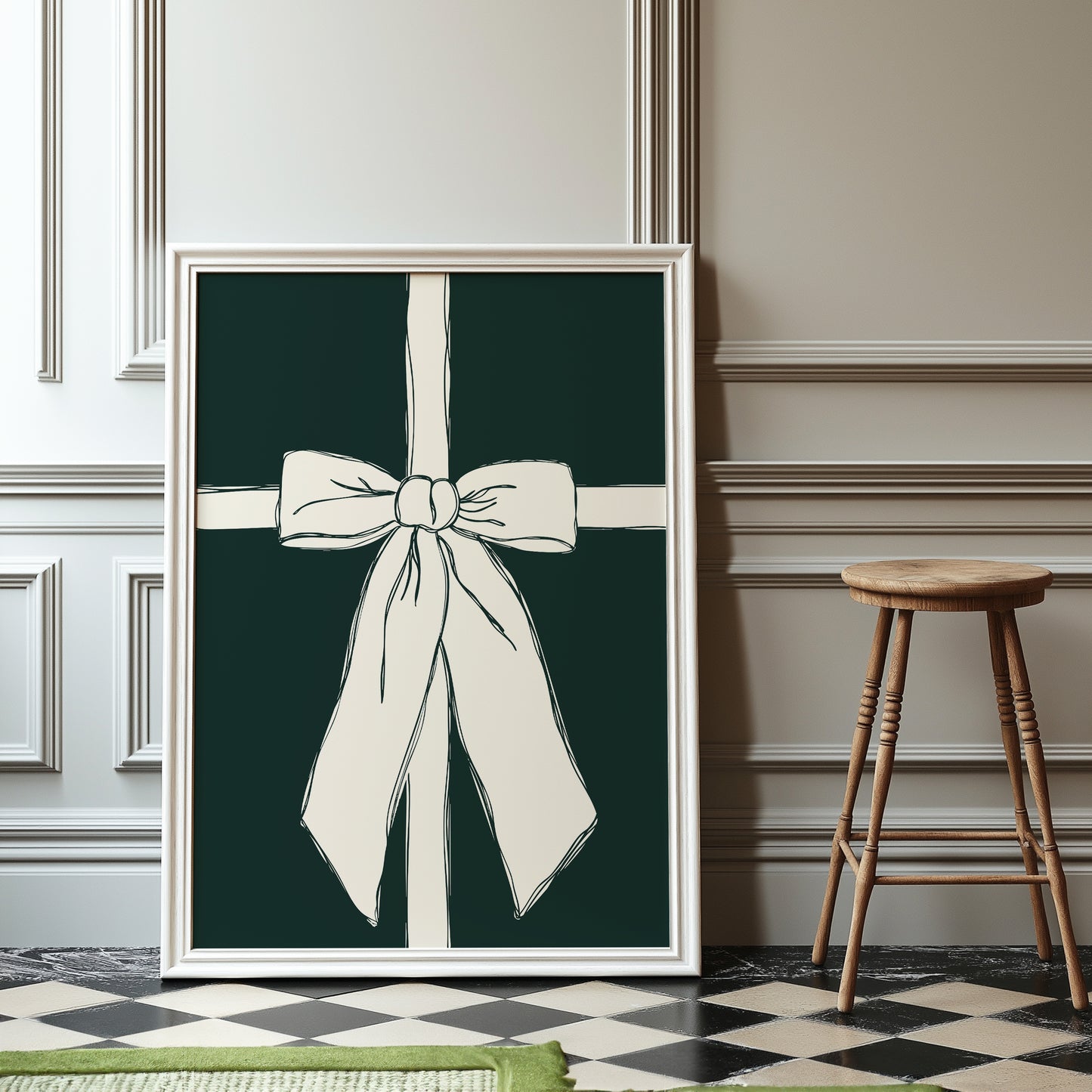 Giant Ribbon Bow Illustration Green | Digital Print