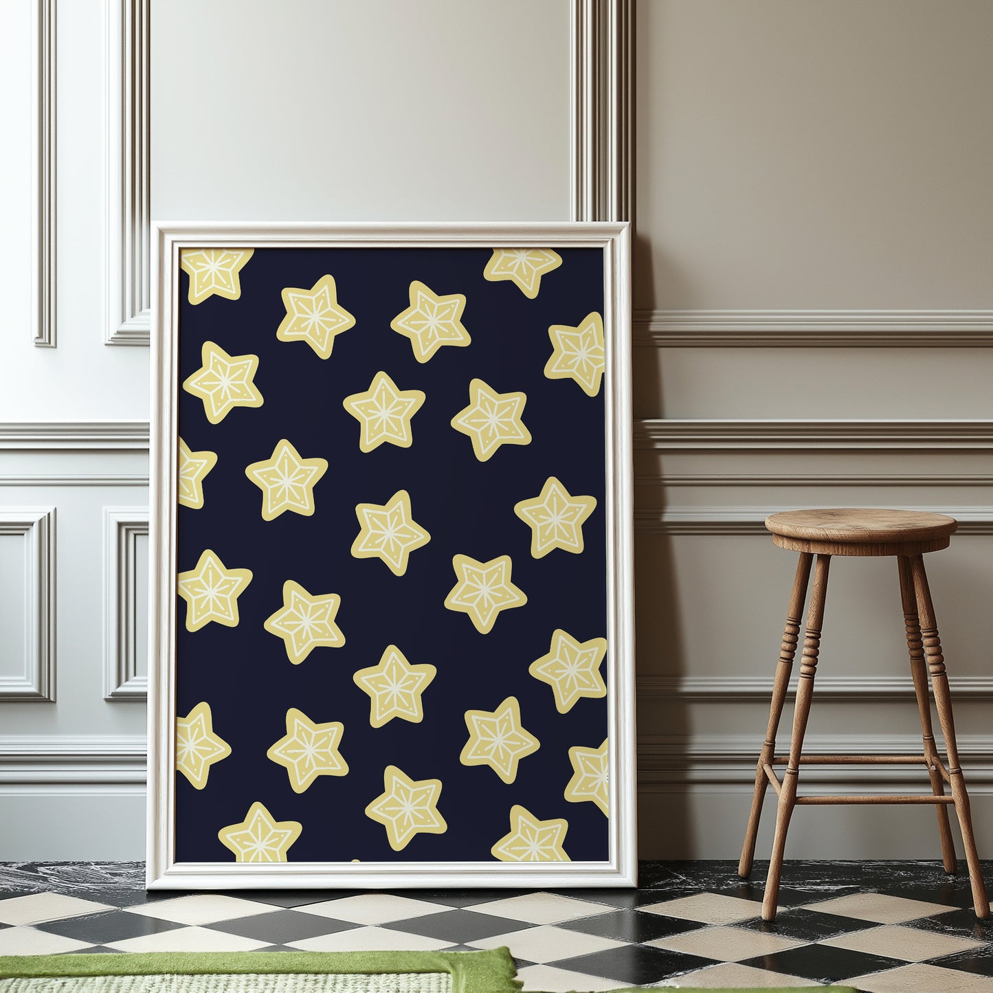 Stars Pattern Yellow Blue | Digital Print