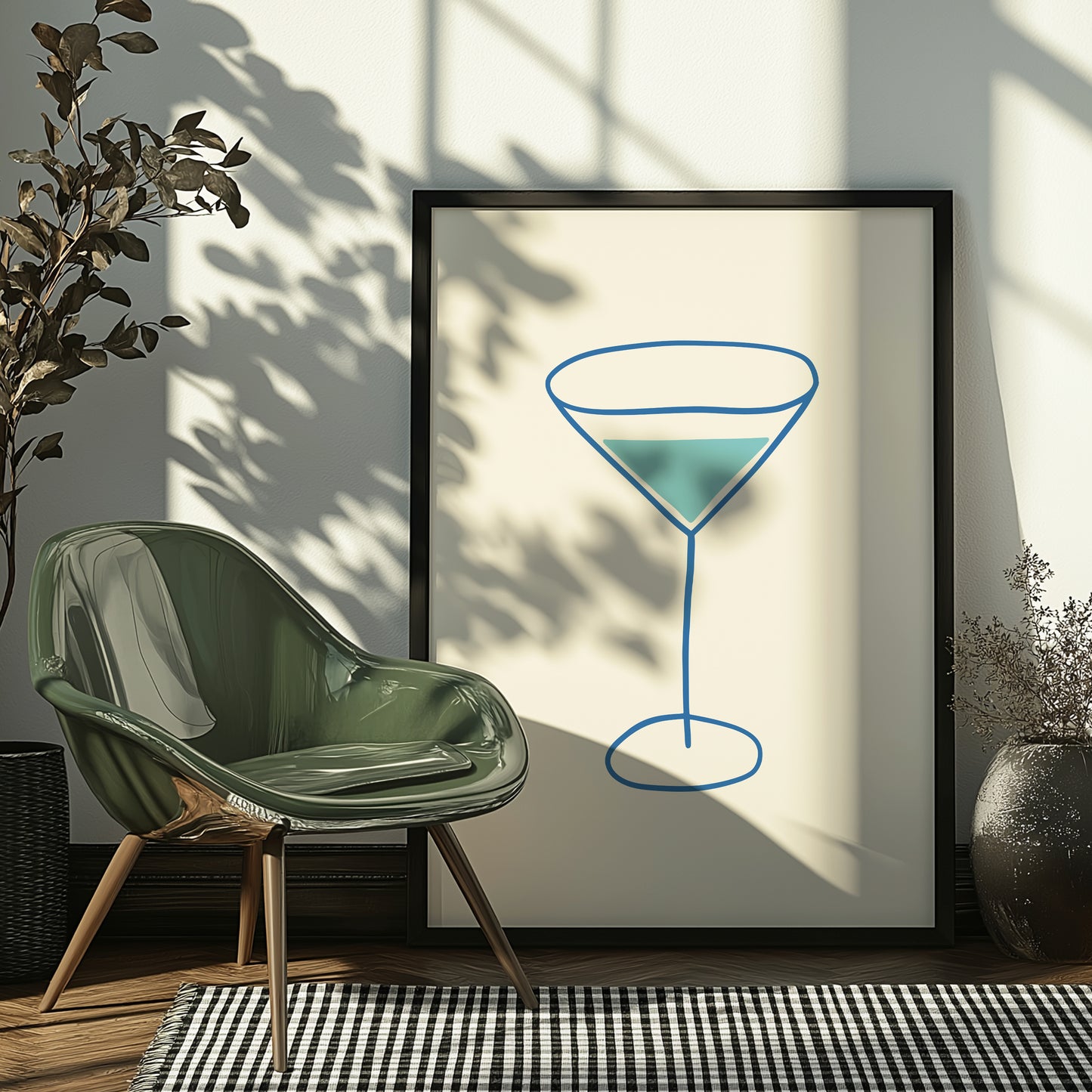 Martini Glass Illustration | Blue | Digital Print