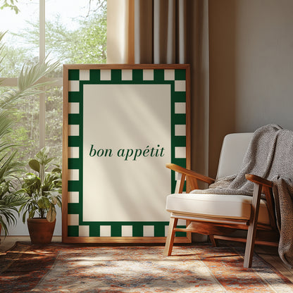 Bon Appetit Checkered | Green | Digital Print