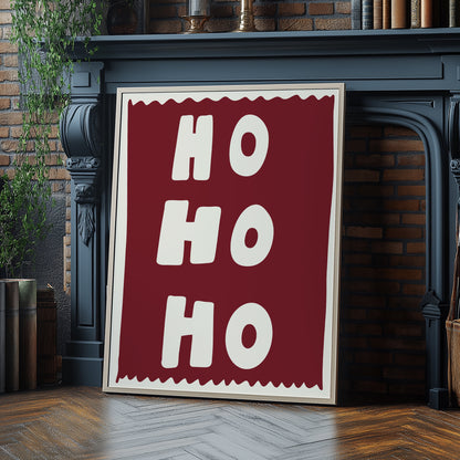 Ho Ho Ho Hand Drawn Red | Digital Print