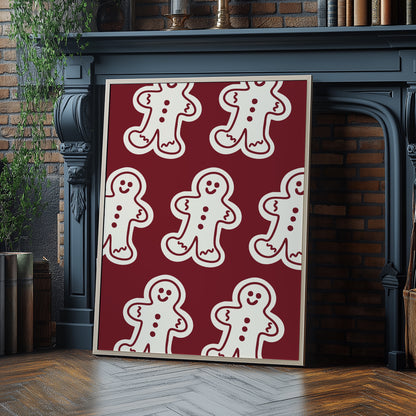 Gingerbread Man Pattern Red | Digital Print