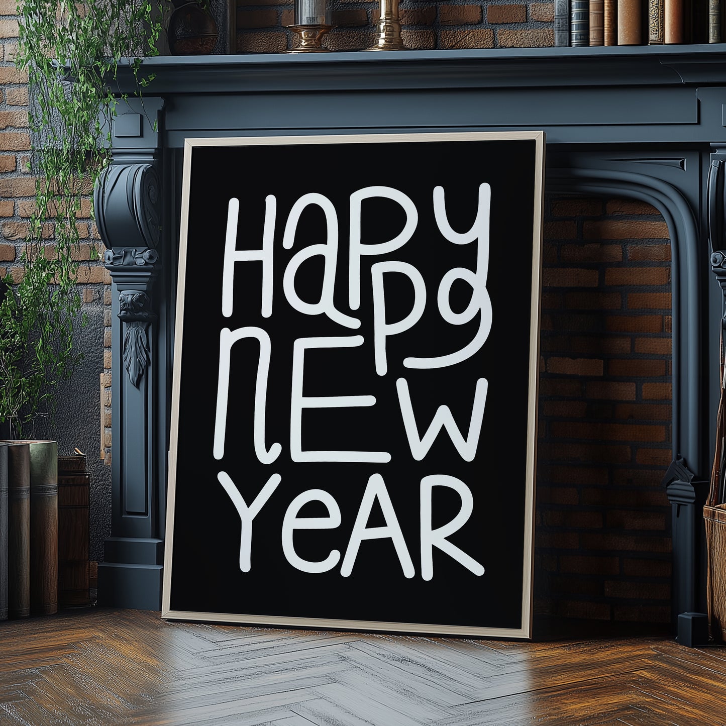 Happy New Year Black | Digital Print