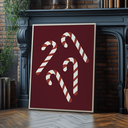 Candy Canes Illustration Red | Digital Print