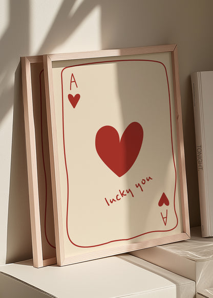 Lucky You Ace Of Hearts | Red | Illustration Design | Digital Print