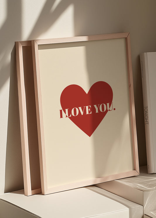 I Love You Heart Cut Out | Red | Illustration Design | Digital Print