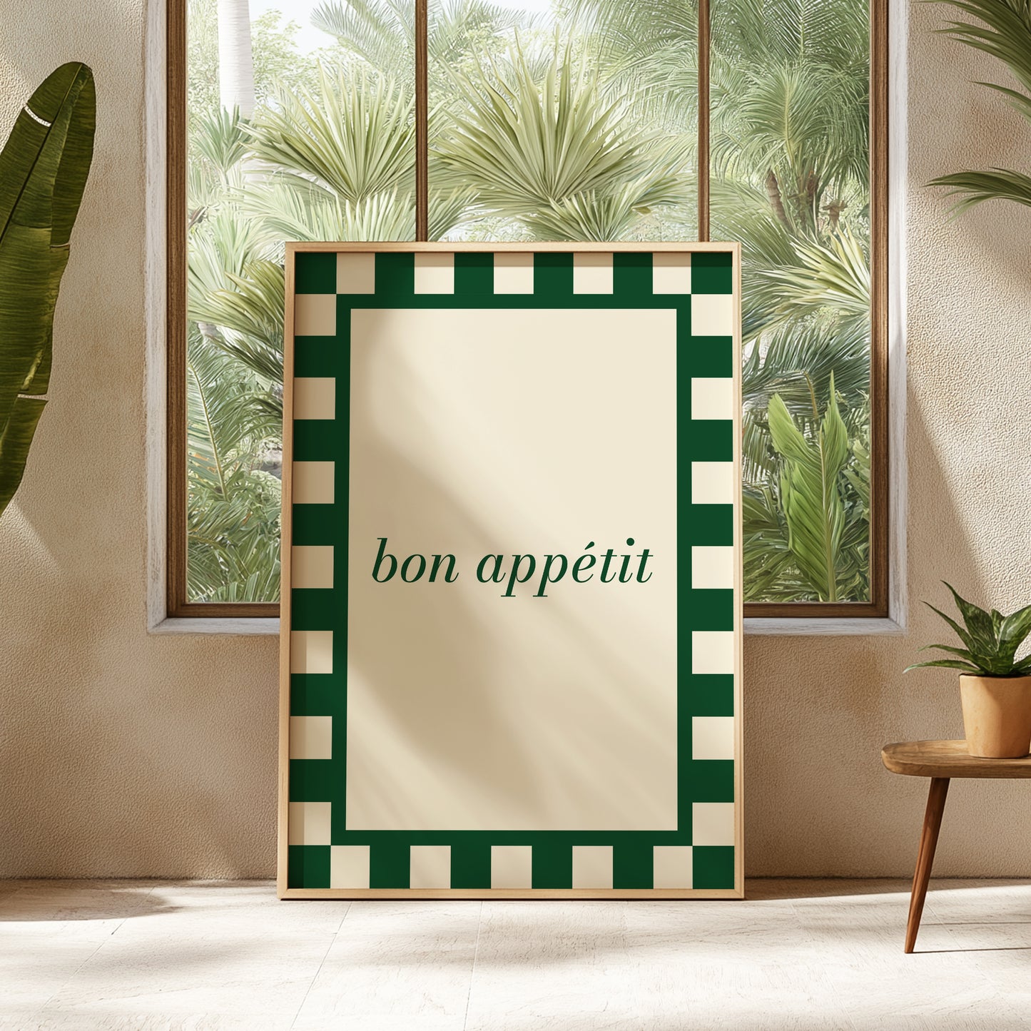 Bon Appetit Checkered | Green | Digital Print