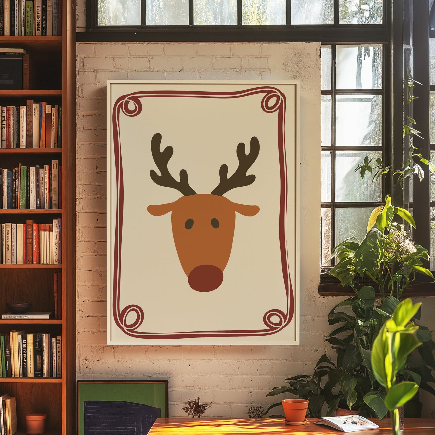 Red Noise Reindeer Illustration| Digital Print