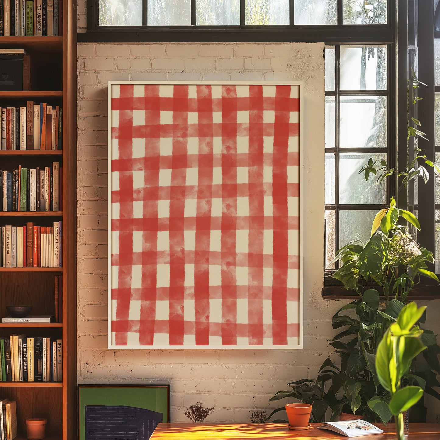 Grid Pattern Red Watercolour | Digital Print