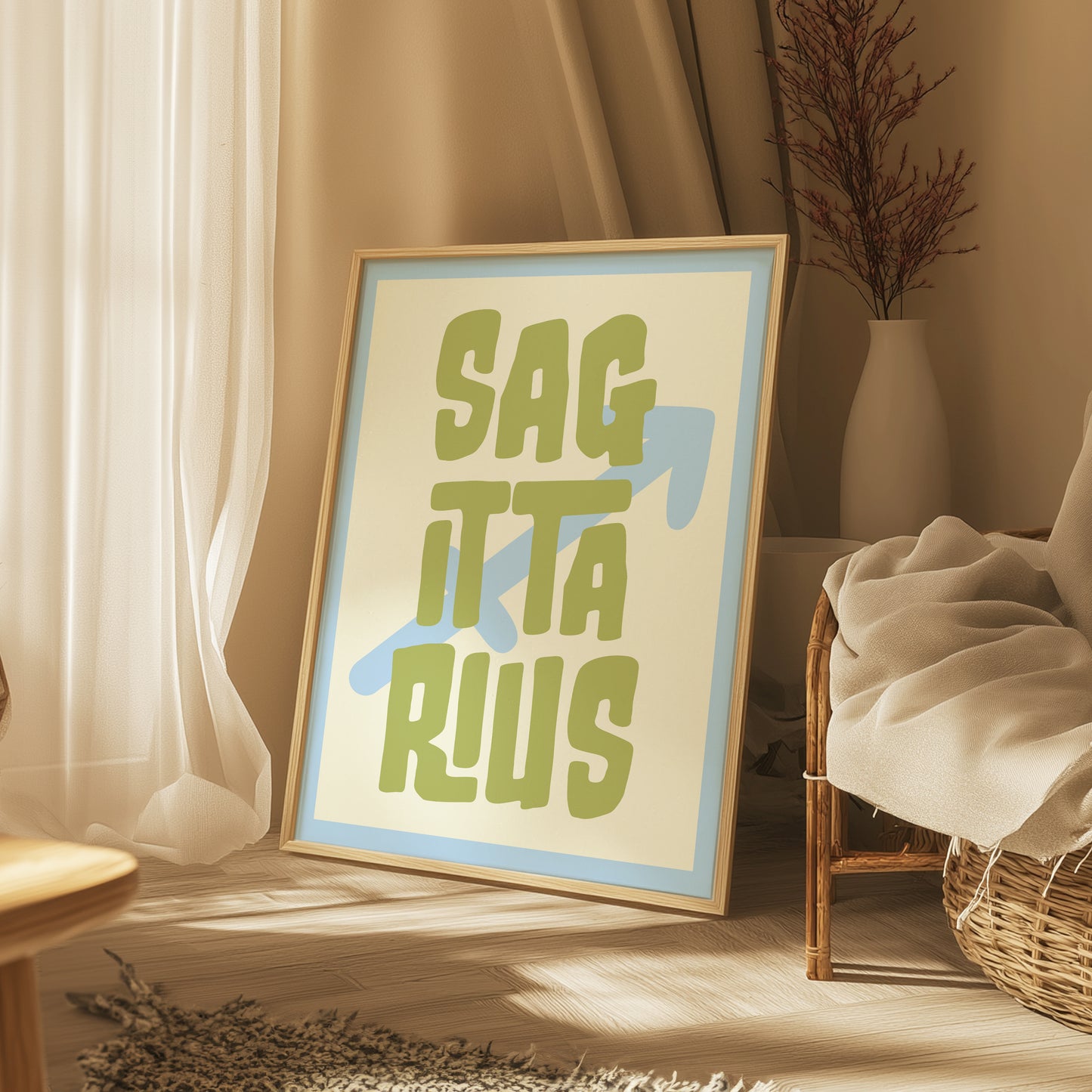 Sagittarius | Star Sign | Zodiac Print | Astrology Art | Blue Green | Digital Print