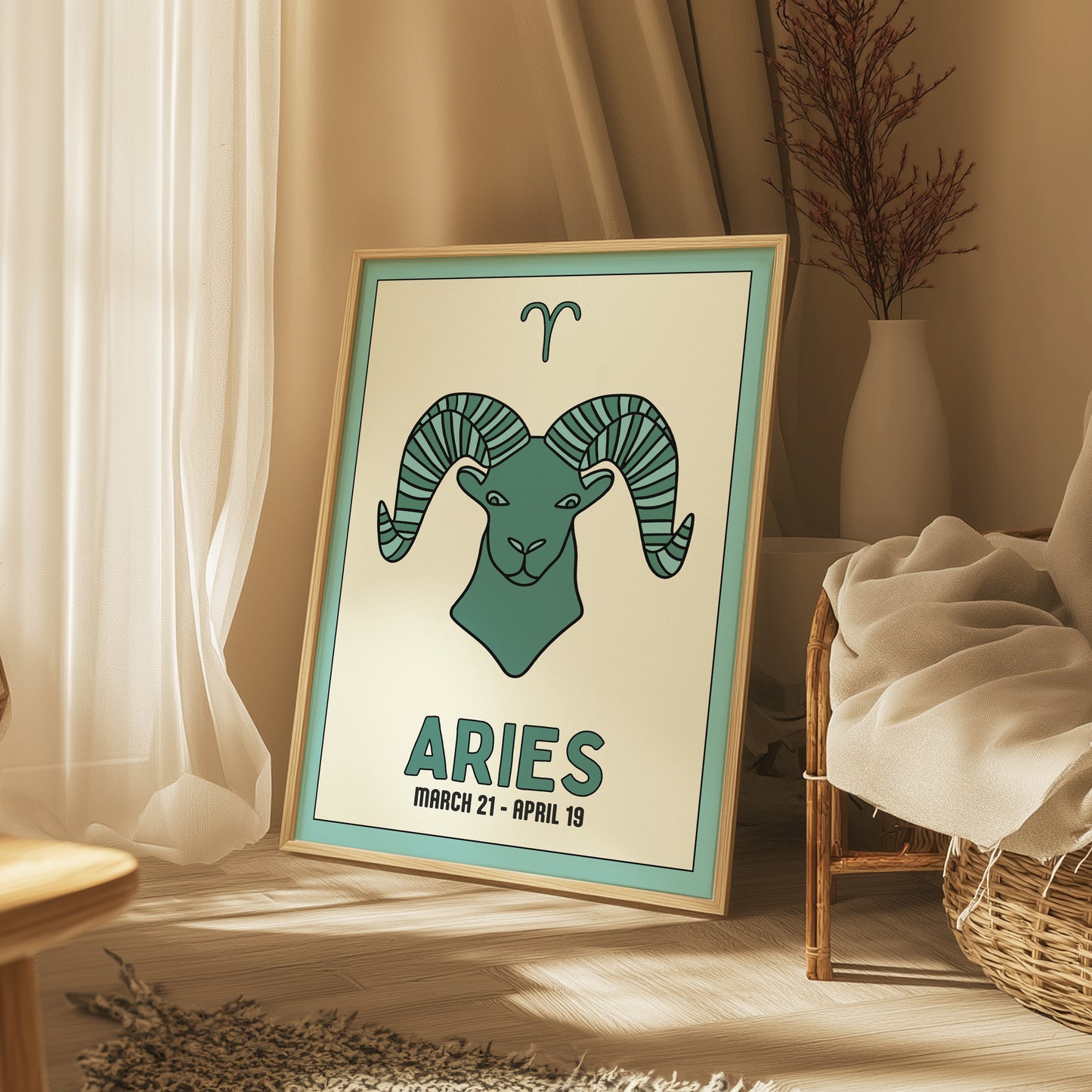 Aries | Star Sign Illustration | Zodiac Print | Astrology Art | Blue | Digital Print