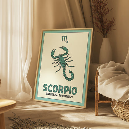 Scorpio | Star Sign Illustration | Zodiac Print | Astrology Art | Blue | Digital Print