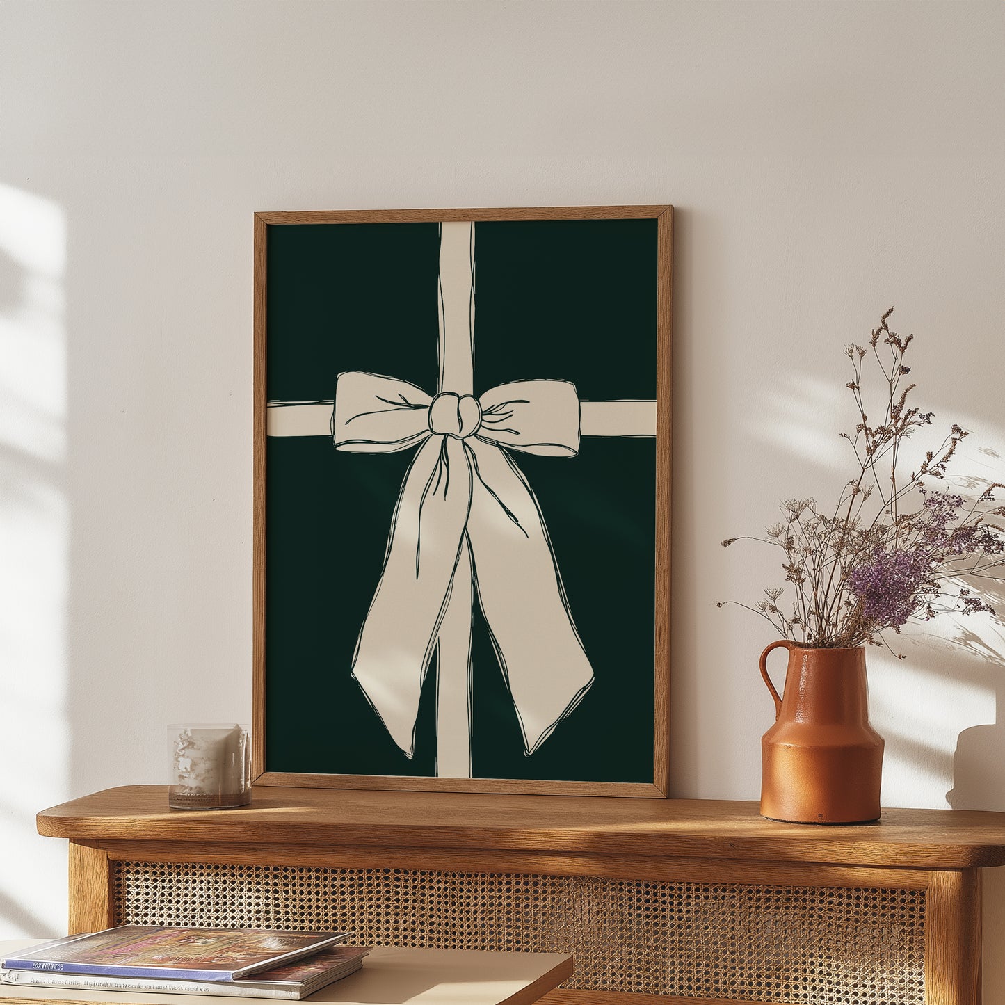 Giant Ribbon Bow Illustration Green | Digital Print