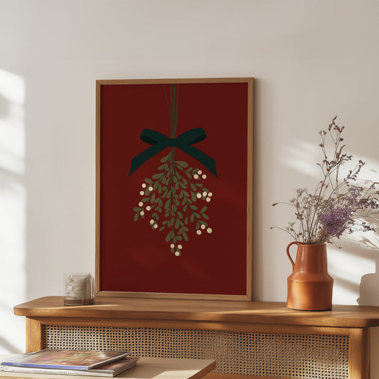 Mistletoe Illustration Red | Digital Print