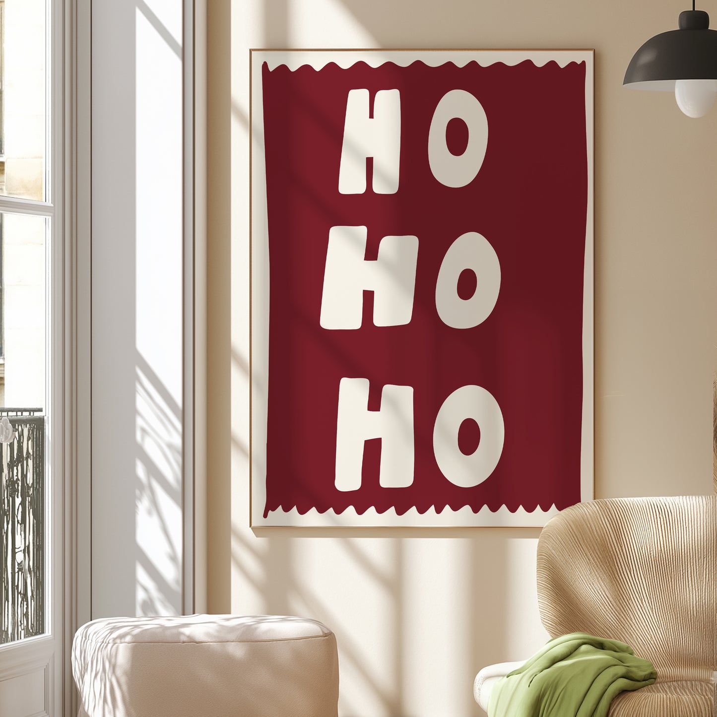 Ho Ho Ho Hand Drawn Red | Digital Print