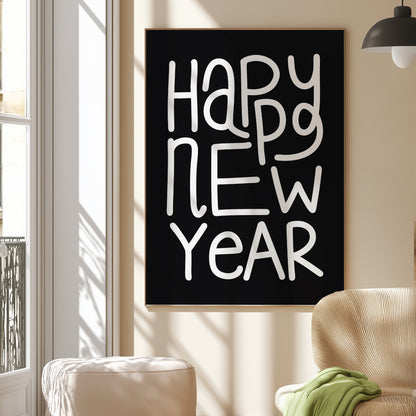 Happy New Year Black | Digital Print