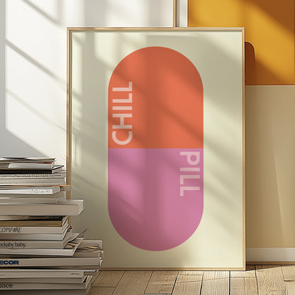 Chill Pill | Pink Orange | Illustration Design | Digital Print