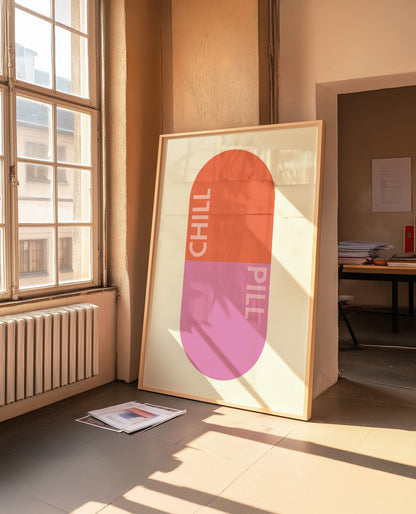 Chill Pill | Pink Orange | Illustration Design | Digital Print