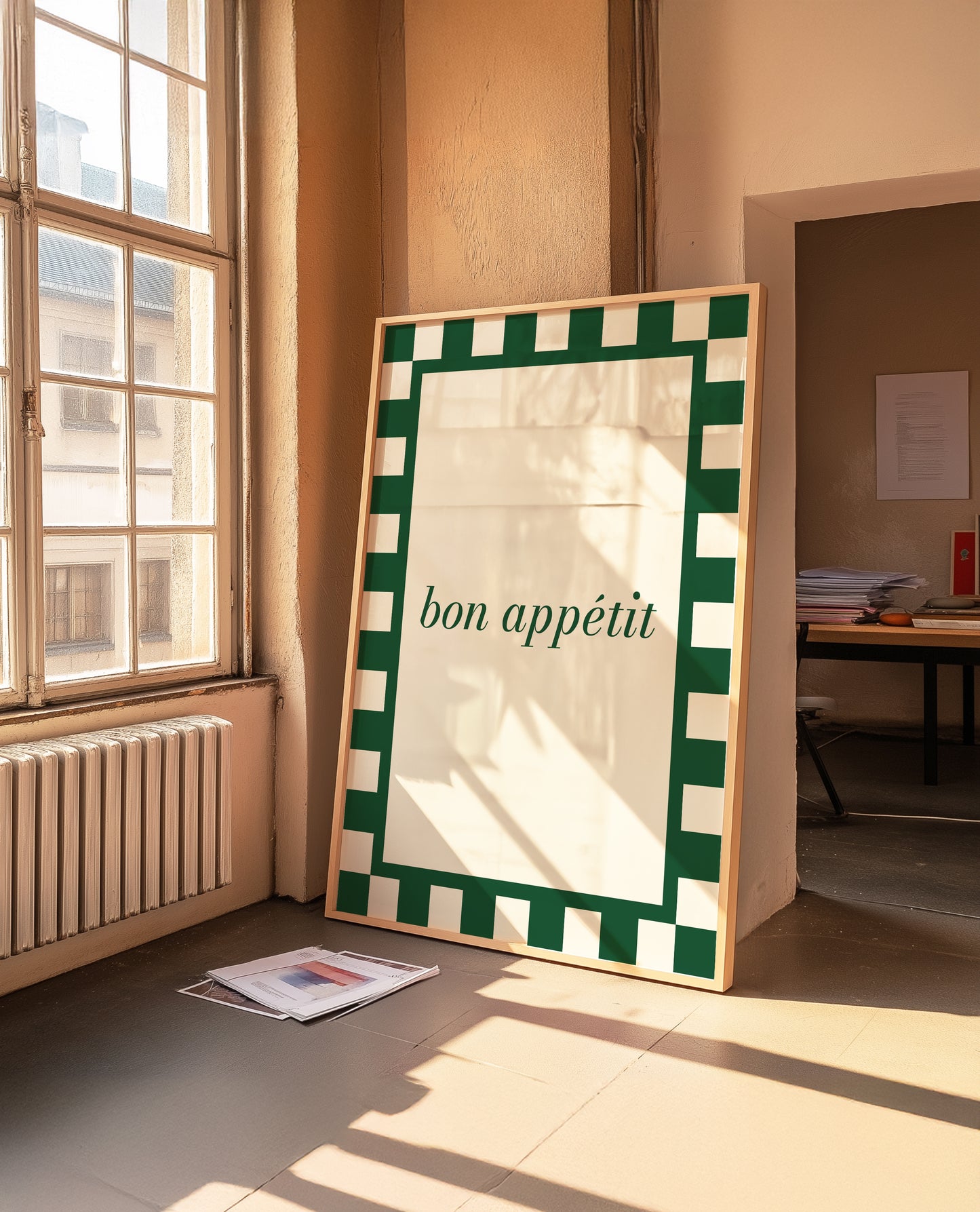 Bon Appetit Checkered | Green | Digital Print