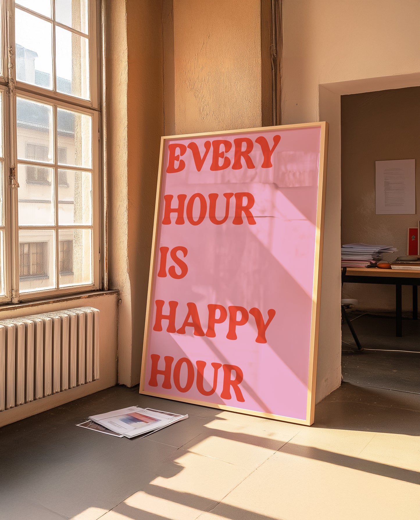 Every Hour Is Happy Hour Pink Red | Digital Print