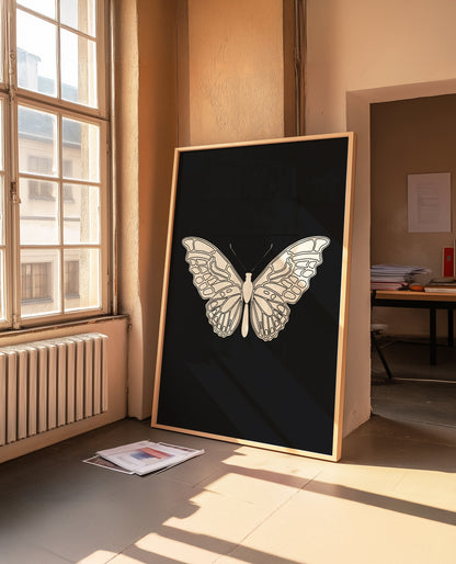 Butterfly Illustration | Black | Digital Print