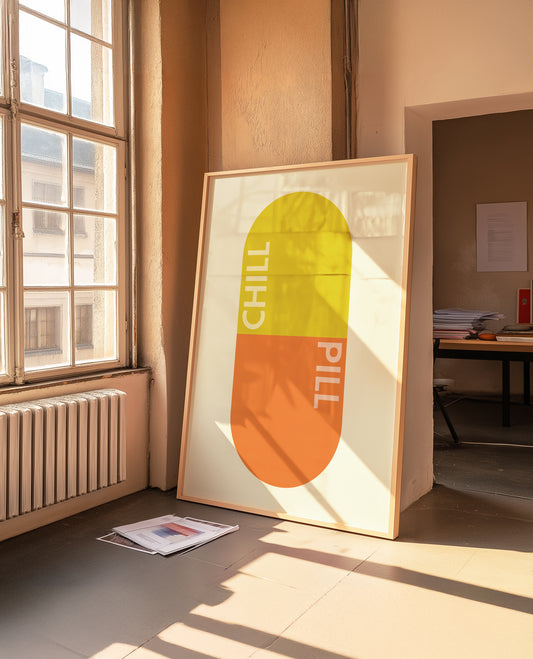 Chill Pill | Yellow Orange | Illustration Design | Digital Print