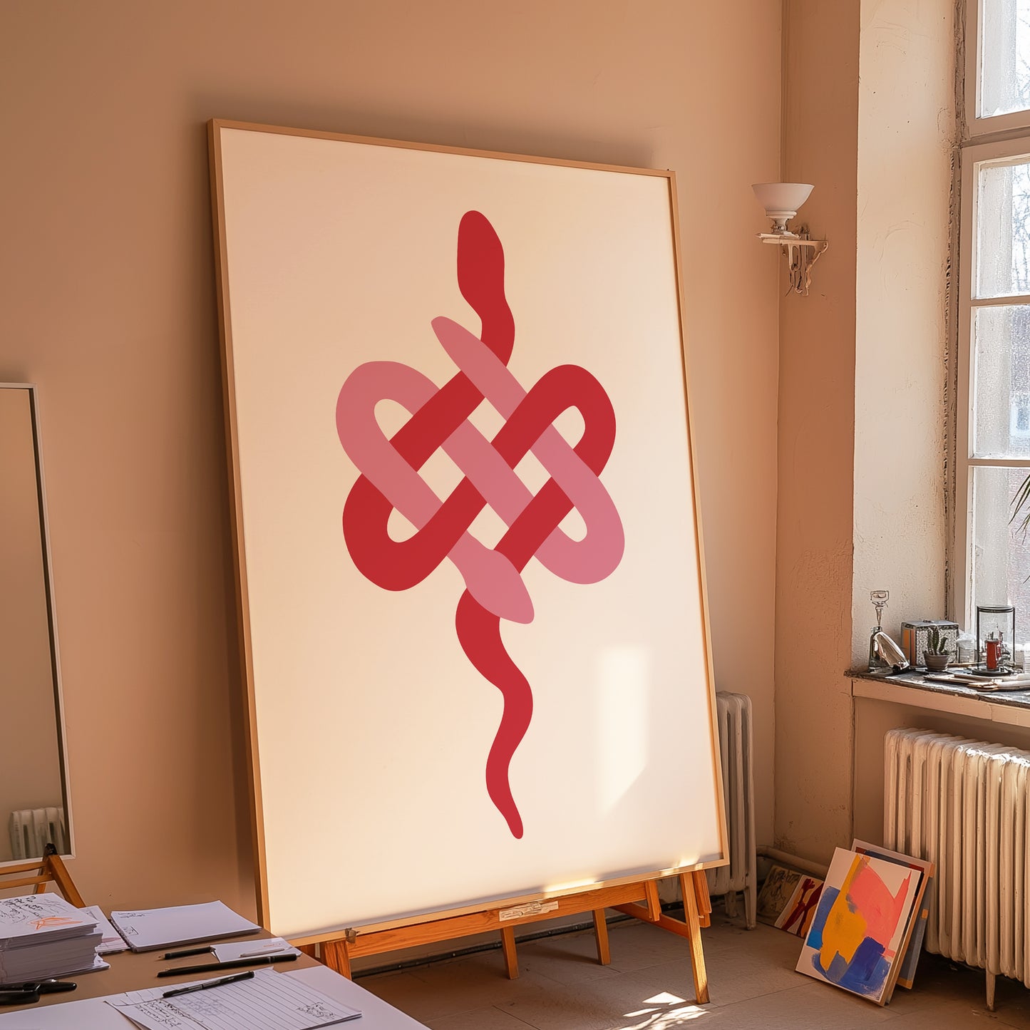 Snake Illustration Pink Red | Digital Print