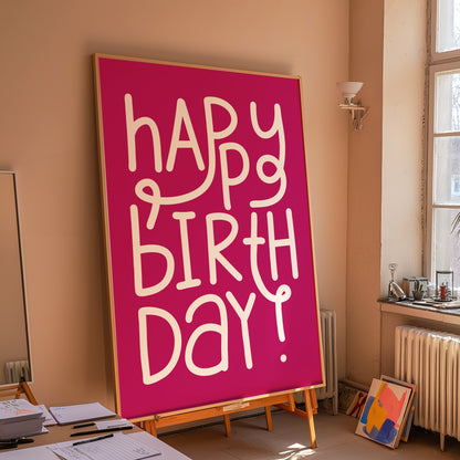 Happy Birthday Hot Pink | Digital Print