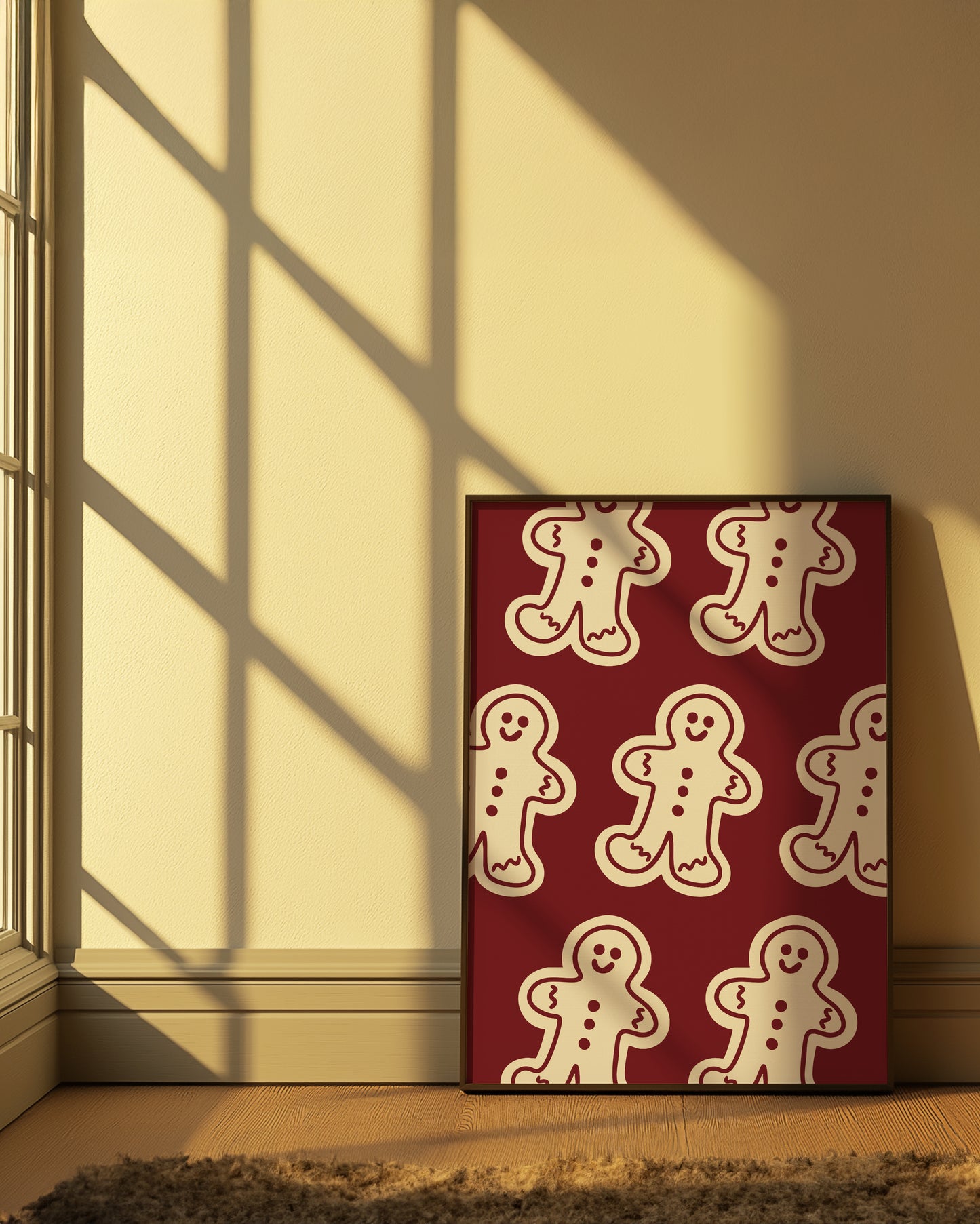 Gingerbread Man Pattern Red | Digital Print