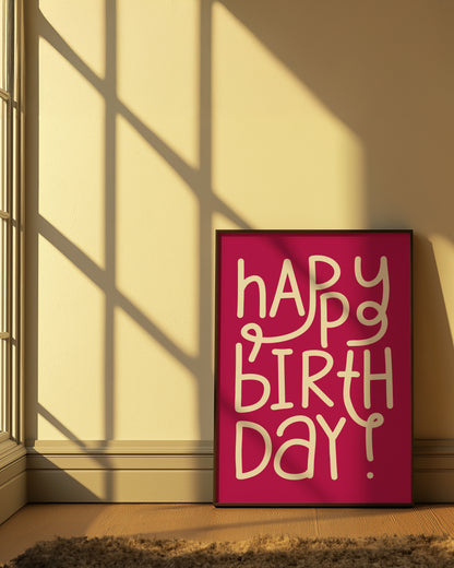 Happy Birthday Hot Pink | Digital Print