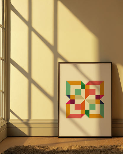 Geometric Square Pattern Colourful | Digital Print