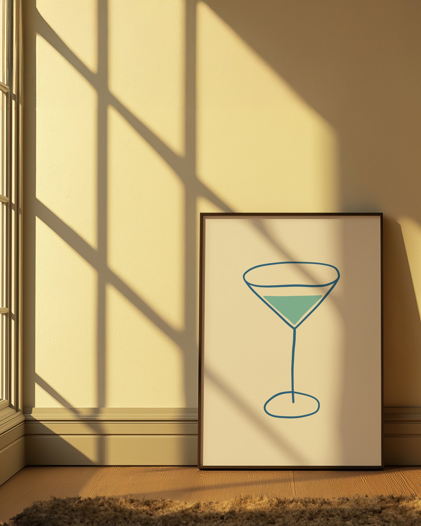 Martini Glass Illustration | Blue | Digital Print