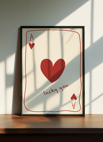 Lucky You Ace Of Hearts | Red | Illustration Design | Digital Print