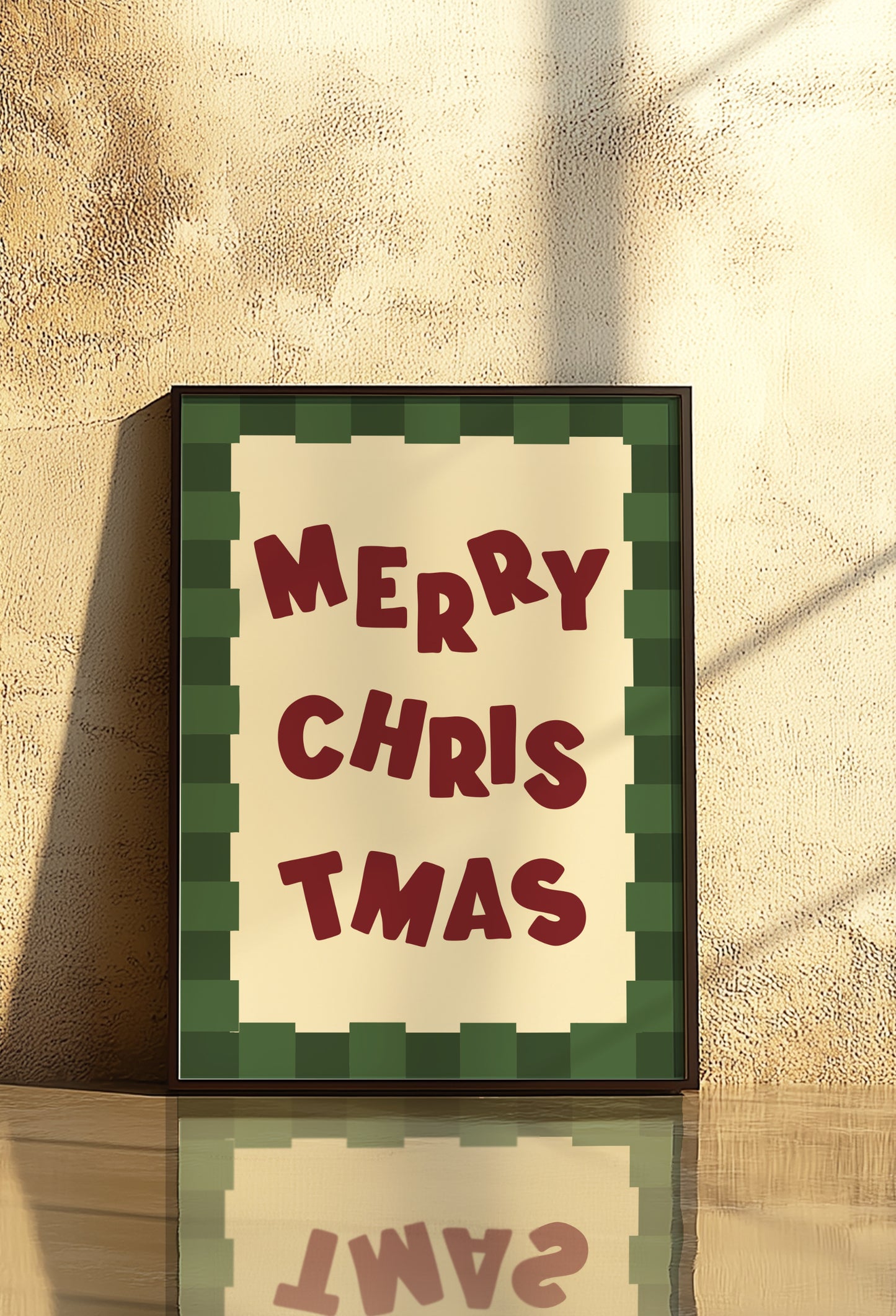 Merry Christmas Checkered Green Red | Digital Print