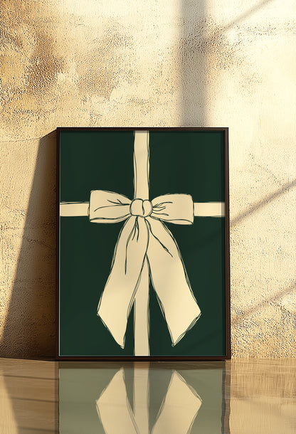 Giant Ribbon Bow Illustration Green | Digital Print