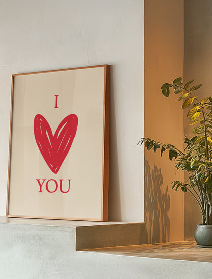 I Heart You | Red Cream | Illustration Design | Digital Print